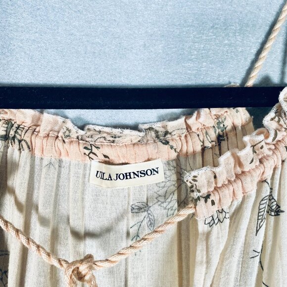 Ulla Johnson Dress Womens L Beige Cotton Tiered Maxi Cottage - Picture 4 of 12